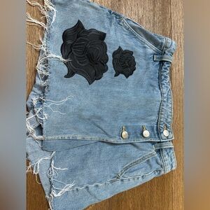 Frayed Hem Denim Shorts